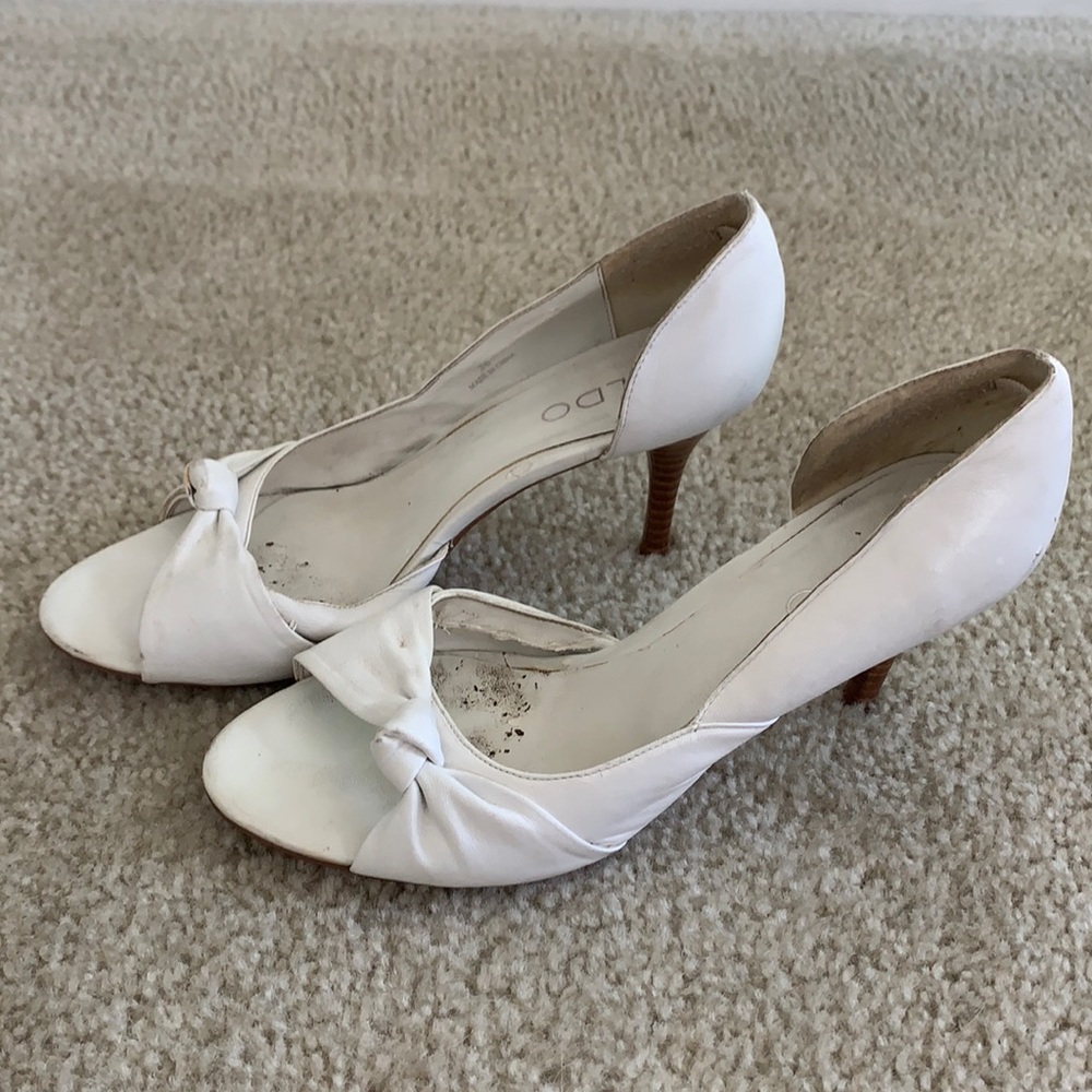ALDO White Knotted Heels